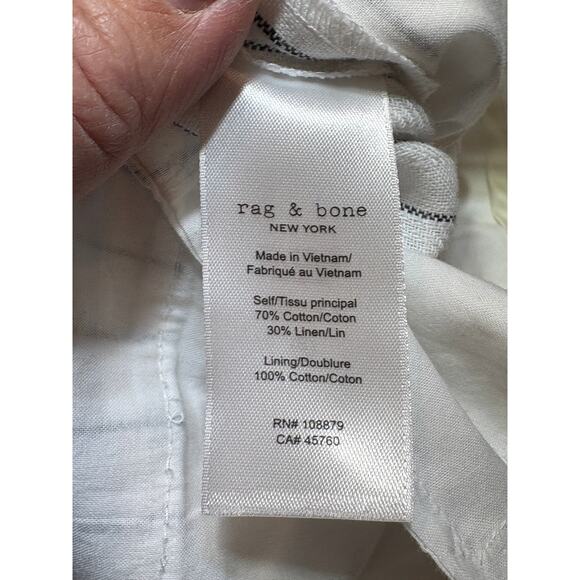 Rag & Bone White Striped Wide Leg Linen Cotton Pants Size 8 NWT - Picture 12 of 16